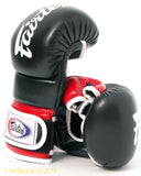 Fairtex Super Sparring Grappling MMA Gloves-FGV18-Top Grain Leather-Extra Thick Padding on Knuckle-Made in Thailand