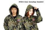 Fairtex Hooded Zip-Up Sweatshirt/Hoodie - Brown or Green Camouflage - FHS16 - Made in Thailand