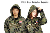 Fairtex Camouflage Zip Up Hooded Sweatshirt-FHS16-100% Cotton Polar Fleece Fabric-Made in Thailand