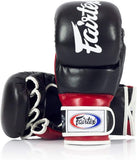 Fairtex Super Sparring Grappling MMA Gloves-FGV18-Top Grain Leather-Extra Thick Padding on Knuckle-Made in Thailand