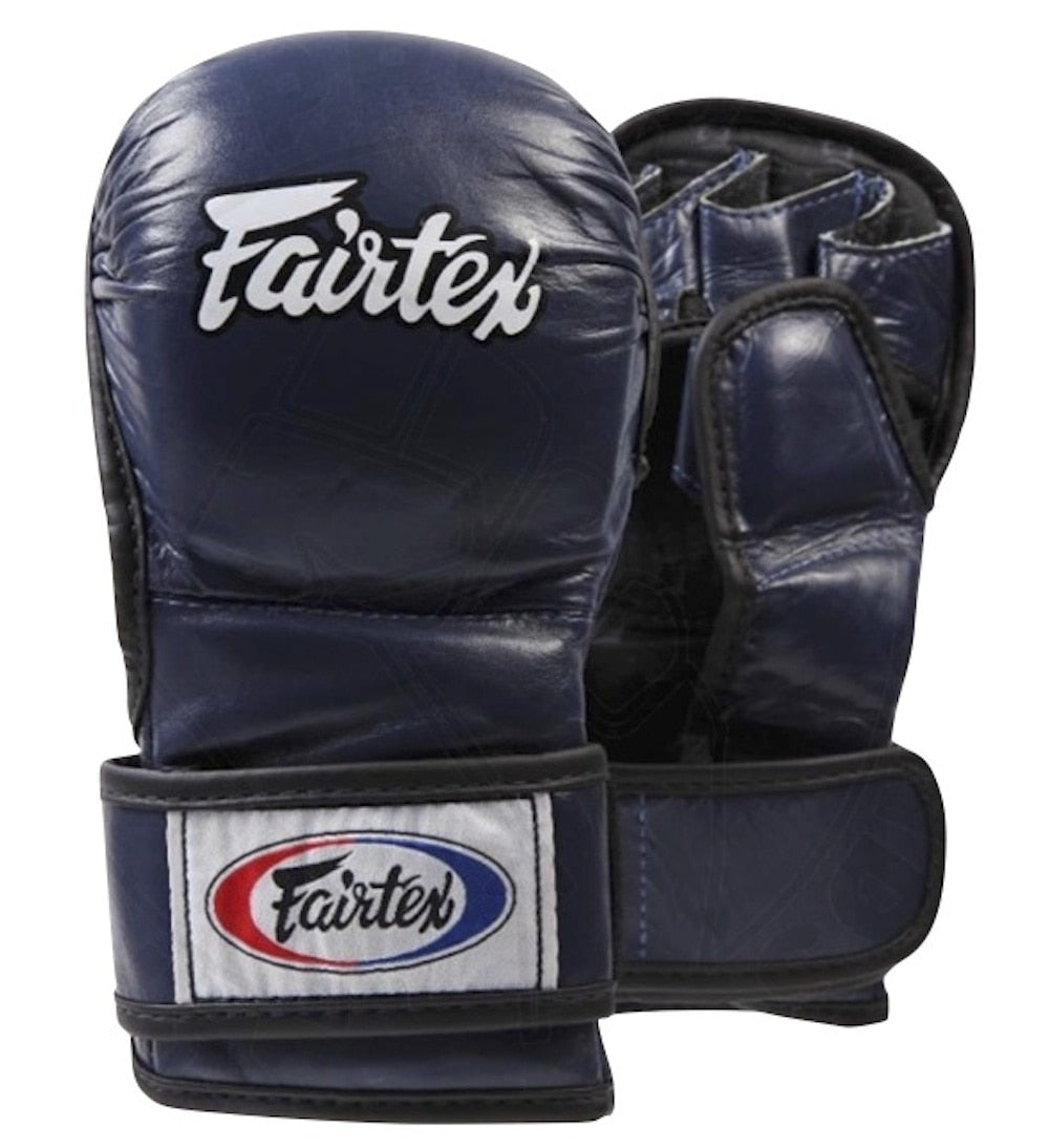 Fairtex Sparring MMA Gloves-FGV15-Extra Protection on Knuckle-Open Palm Design-genuine top grain leather shell