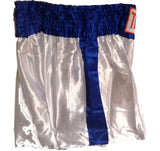 MUAY "THAI BOXING" KICKBOXING SHORTS TBS-WHITE w/ BLUE STRIPES