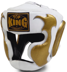 Top King "EMPOWER CREATIVITY" Muay Thai Kickboxing Headgear - TKHGEM-01-GD (WHITE)