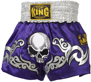 TOP KING MUAY THAI KICKBOXING SHORTS -TKTBS-046 - Purple Death Skull