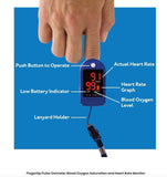 Roscoe Fingertip Pulse Oxygen / Heart Oximeter With Lanyard - Oxygen Saturation and Heart Rate Monitor