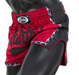 FAIRTEX Red|Black SLIM CUT MUAY THAI KICKBOXING SHORTS - BS1703