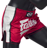 FAIRTEX Red/White SLIM CUT MUAY THAI KICK BOXING SHORTS - BS1704