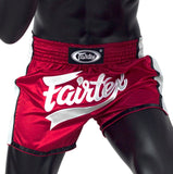 FAIRTEX Red/White SLIM CUT MUAY THAI KICK BOXING SHORTS - BS1704