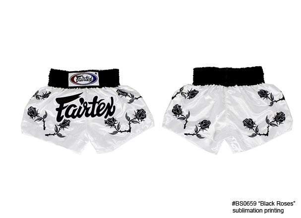 Fairtex BLACK ROSES Muay Thai Kickboxing Shorts-BS0659-100% SATIN