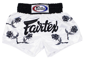 Fairtex "BLACK ROSES" Muay Thai Kickboxing Shorts - BS0659 - 100% SATIN - Made in Thailand