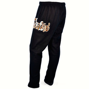 Fairtex "NEVER GIVE UP" Sweatpants - Black Camouflage - 100% Cotton - Handmade in Thailand
