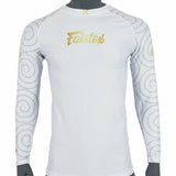 Fairtex White Skin-Tight Long Sleeve Rash Guard-RG7-Made from 80% Nylon and 20% Spandex