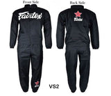 Fairtex Vinyl Sweat Suit - VS2 - Black - Features a Zip-Up Top and Bottom - Premium quality