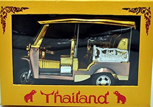 Thai Gold Authentic Bangkok Siam Vintage Tuk Tuk Tax Car Souvenir Collectible for Home Decoration and gift-Comes Pre-Wrapped-Handcrafted in Thailand