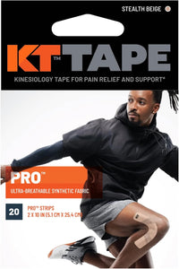 KT Tape PRO Synthetic Kinesiology Athletic Tape, 20 Count, 10” Precut Strip- Pain Relief and Support