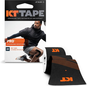 KT Tape PRO Synthetic Kinesiology Athletic Tape, 20 Count, 10” Precut Strip- Pain Relief and Support