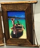 Triple Folding Wood Photo Display Frames, Metal Hinges, Fiberboard Backing-Made in Thailand-Comes Pre-Wrapped in Holiday Box as Great Gift