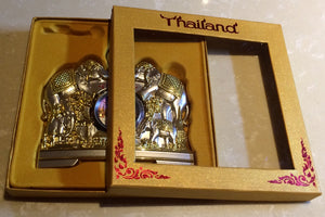 Gold and Silver Metal Desktop Clock Thai Souvenir Gift Decor-Made in Thailand-Comes Pre-Wrapped