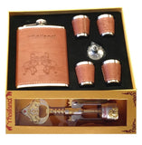 Thai Whiskey Flask Bar Set plus Corkscrew Set-Great Gift Comes Pre-Wrapped-Made in Thailand