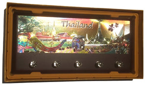 Wood Rack Key holder Wall Mount Hanging Decor -Made in Thailand as a Great Souvenir for Foreigners-Comes with Holiday Pre-Wrap and Box