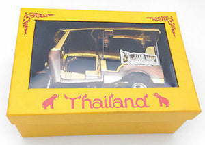 Thai Gold Authentic Bangkok Siam Vintage Tuk Tuk Tax Car Souvenir Collectible for Home Decoration and gift-Comes Pre-Wrapped-Handcrafted in Thailand