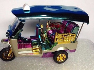 Thai Gold Authentic Bangkok Siam Vintage Tuk Tuk Tax Car Souvenir Collectible for Home Decoration and gift-Comes Pre-Wrapped-Handcrafted in Thailand