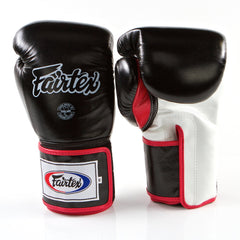 FAIRTEX PRO SUPER SPARRING BOXING GLOVES - 3TONE - BLACK/WHITE/RED COLOR