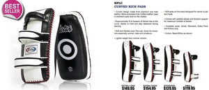 FAIRTEX MUAY THAI KICKBOXING SMALL CURVED KICK THAI PADS