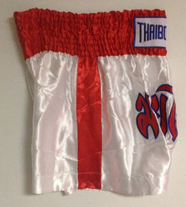 MUAY KICKBOXING "THAI BOXING" SHORTS -  TBS-WHITE/RED