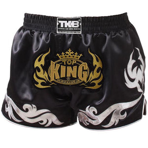 TOP KING "RETRO STYLE" MUAY THAI KICKBOXING SHORTS-TKRMS-005-BLACK