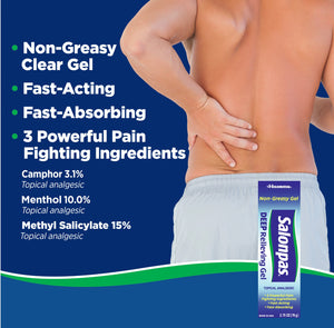 Salonpas Deep Relieving Gel 8-Hour Fast-Acting Pain Relief - 2.75 oz Tube