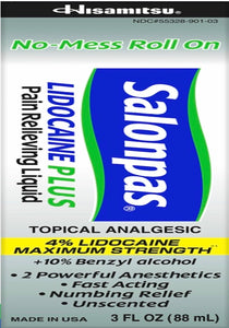 Salonpas Lidocaine Plus Pain Relieving Liquid Roll On - 3 Ounce Roll On