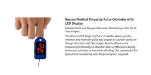 Roscoe Fingertip Pulse Oxygen / Heart Oximeter With Lanyard - Oxygen Saturation and Heart Rate Monitor