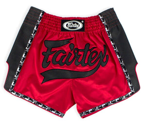 FAIRTEX SLIM CUT MUAY THAI SHORTS - BS1703 - Red|Black