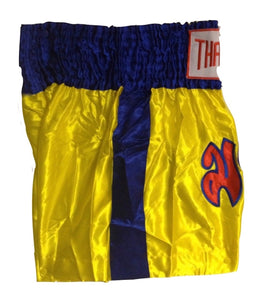 MUAY KICKBOXING "THAI BOXING" SHORTS -TBS-YELLOW/BLUE