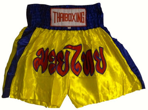 MUAY KICKBOXING "THAI BOXING" SHORTS -TBS-YELLOW/BLUE