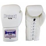BOON SPORT THAI STYLE LACE TRAINING GLOVES - BLACK,RED,BLUE,WHITE,PINK, BROWN