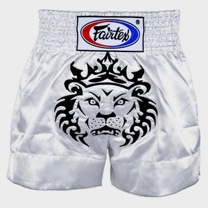 Fairtex White "LEO" Lion Muay Thai Kickboxing Shorts - BS0658 - 100% Satin - Handmade in Thailand