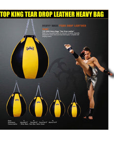 TOP KING HEAVY BAG "TEAR DROP LEATHER" -TKHBT-GL - BLACK/YELLOW (UNFILLED)