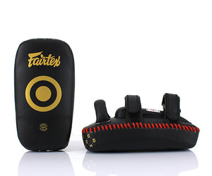 Fairtex Muay Thai Kickboxing Lightweight Thai Pads - KPLC5 - Black/Gold - Sold as a Pair