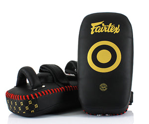 Fairtex Muay Thai Kickboxing Lightweight Thai Pads - KPLC5 - Black/Gold - Sold as a Pair