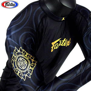 Fairtex Long Sleeve Grappling Rash Guard - RG6 - 80% nylon and 20% spandex for a comfortable tight fit