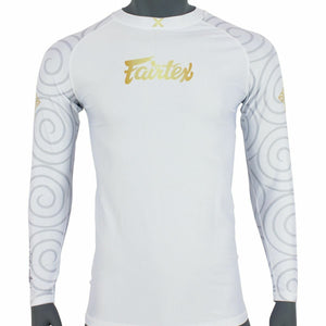 Fairtex Long Sleeve Rash Guard - RG7 - White - Ideal for all MMA and Grappling Training